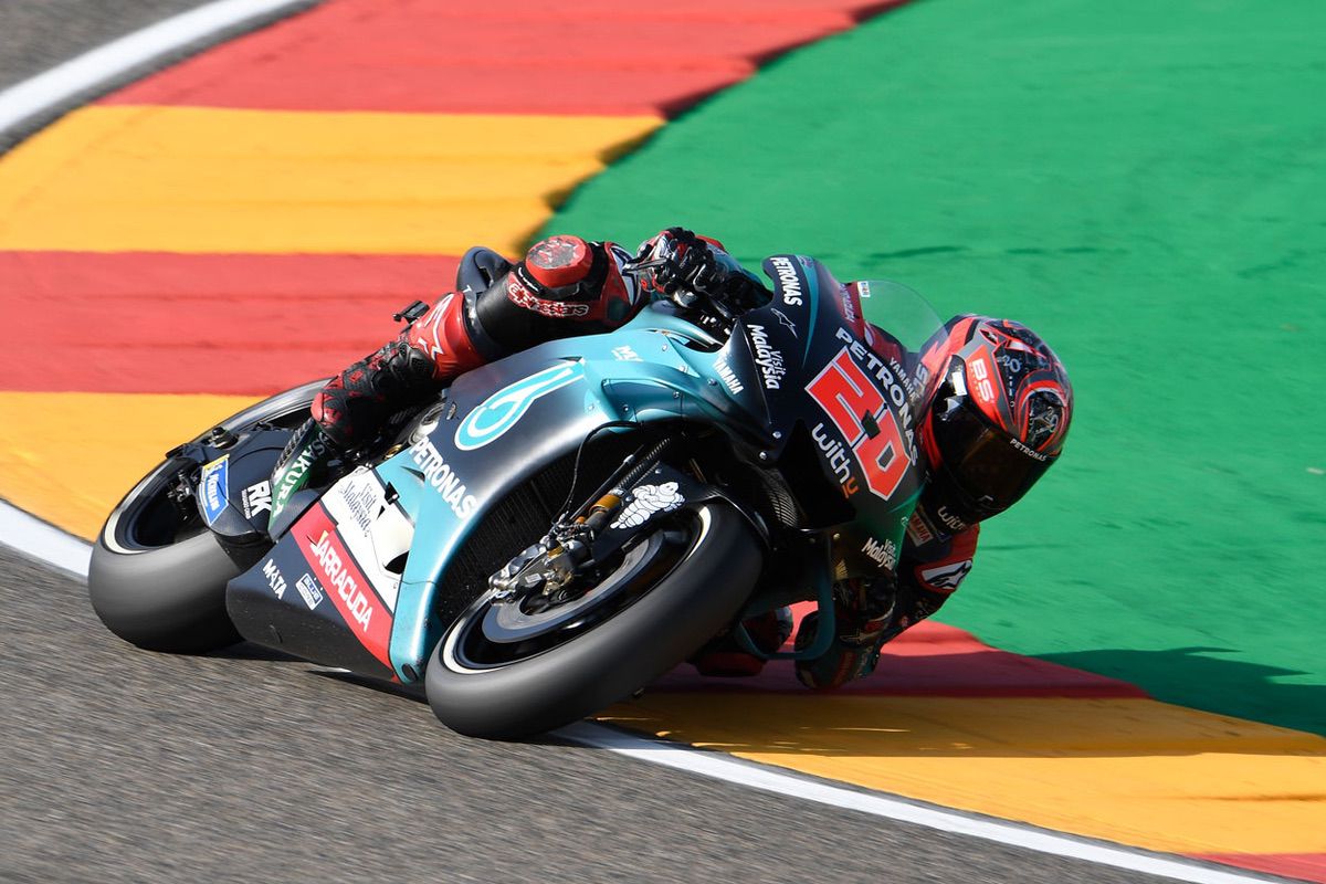 Fabio Quartararo fue el único piloto capaz de hacer sombra a Marc Márquez en los entrenamientos del sábado del Gran Premio de Aragón