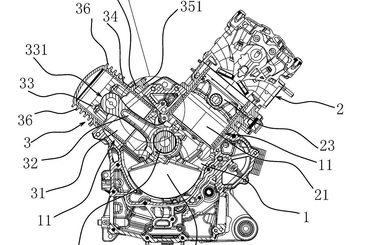 QJMotor patenta un V-twin monocilíndrico