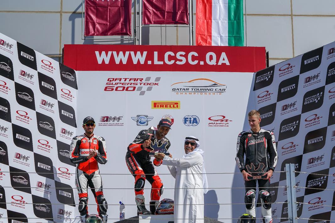 Podio de la primera carrera del campeonato nacional de Qatar