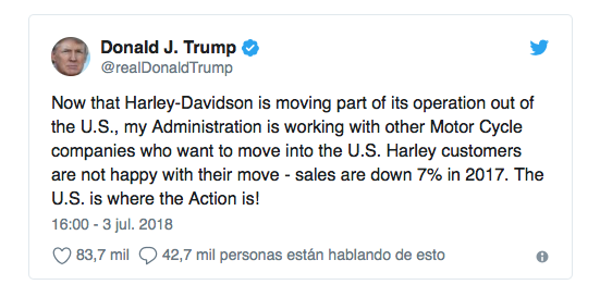 Guerra Trump-Harley por los aranceles Guerra Trump-Harley por los aranceles