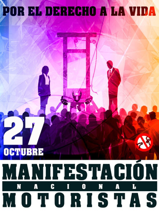 Cartel de las próximas manifestaciones moteras del 27 de octubre
