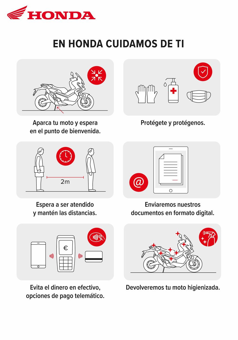 Medidas de Seguridad Honda para visitar concesionarios y talleres de motos