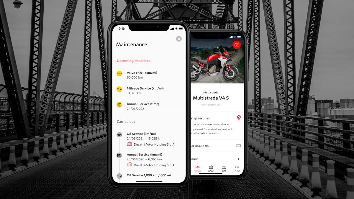 MyDucati App evoluciona e incorpora una nueva sección de “Mantenimiento”