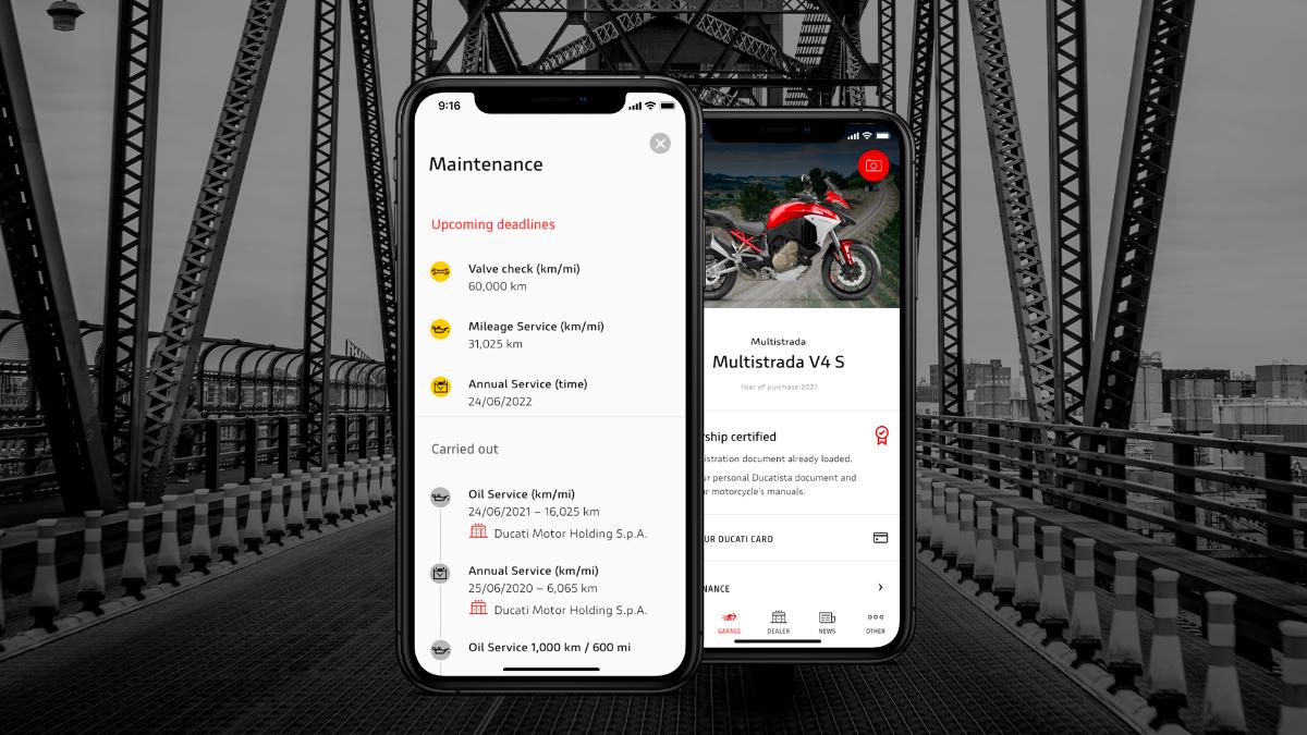 MyDucati App evoluciona e incorpora una nueva sección de “Mantenimiento”