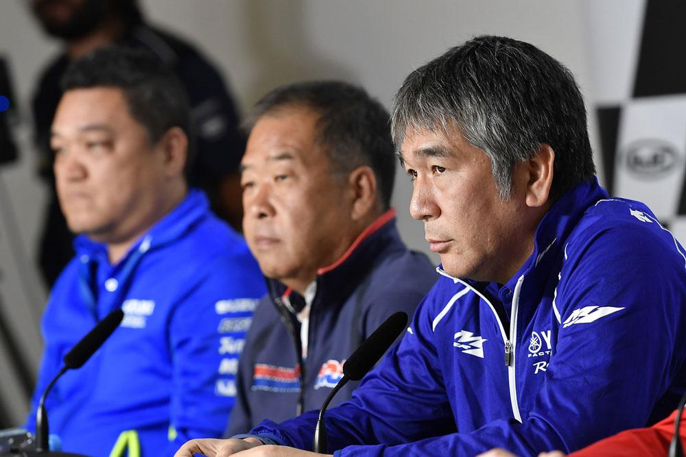 Ken Kawauchi (Suzuki), Shunhei Nakamoto (Honda), Kouichi Tsuji (Yamaha)